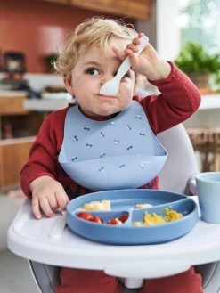 Bavoir Avec Récupérateur En Silicone Blanc Terrazzo - Vertbaudet -Buki France Shop bavoir avec recuperateur en silicone 5