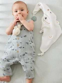 Doudou Carré + Hochet GREEN FOREST Multicolore - Vertbaudet -Buki France Shop doudou carre hochet green forest 3