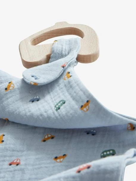 Doudou En Gaze De Coton + Hochet Bois EN VOITURE SIMON Multicolore - Vertbaudet 6 Doudou En Gaze De Coton + Hochet Bois EN VOITURE SIMON Multicolore - Vertbaudet – Image 6