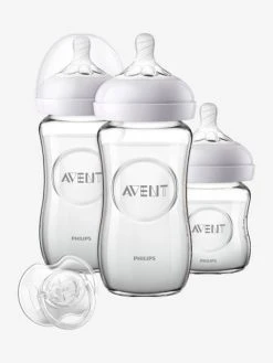 Kit Nouveau-né : 3 Biberons En Verre + Sucette Philips AVENT Natural Transparent - Philips Avent 6 Kit Nouveau-né : 3 Biberons En Verre + Sucette Philips AVENT Natural Transparent - Philips Avent -Buki France Shop kit nouveau ne 3 biberons en verre sucette philips avent natural 2