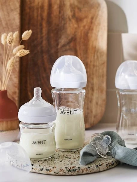 Kit Nouveau-né : 3 Biberons En Verre + Sucette Philips AVENT Natural Transparent - Philips Avent 1 Kit Nouveau-né : 3 Biberons En Verre + Sucette Philips AVENT Natural Transparent - Philips Avent