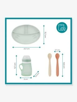 Kit Repas Silicone BABYMOOV Grow’Isy Vert/terracotta - Babymoov -Buki France Shop kit repas silicone babymoov growisy 5