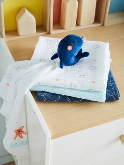 Les 3 Langes En Gaze De Coton Eau Salée Bleu - Vertbaudet 6 Les 3 Langes En Gaze De Coton Eau Salée Bleu - Vertbaudet -Buki France Shop les 3 langes en gaze de coton eau salee 2