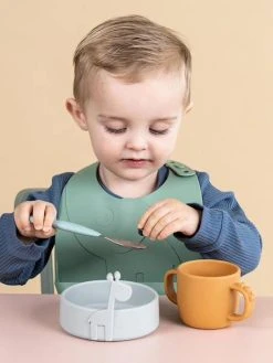 Lot De 2 Bavoirs Avec Récupérateur DONE BY DEER Peekaboo Eléphant En Silicone Vert Clair + Vert Foncé - Done By Deer -Buki France Shop lot de 2 bavoirs avec recuperateur done by deer peekaboo elephant en silicone 5