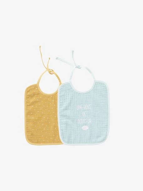Lot De 2 Bavoirs Bébé En Gaze De Coton Lot Bleu - Vertbaudet 1 Lot De 2 Bavoirs Bébé En Gaze De Coton Lot Bleu - Vertbaudet