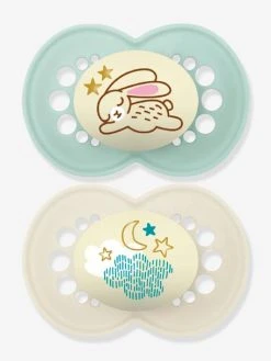 Lot De 2 Sucettes En Silicone MAM Nuit 18+ Vert + Bleu - Mam