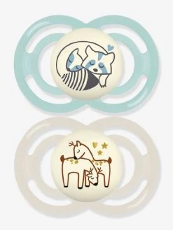 Lot De 2 Sucettes En Silicone MAM Perfect Nuit 6+ Vert + Beige - Mam