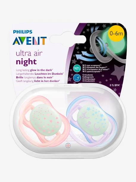 Lot De 2 Sucettes Nuit Ultra Air Night 1er âge Philips AVENT Bleu - Philips Avent 2 Lot De 2 Sucettes Nuit Ultra Air Night 1er âge Philips AVENT Bleu - Philips Avent – Image 2