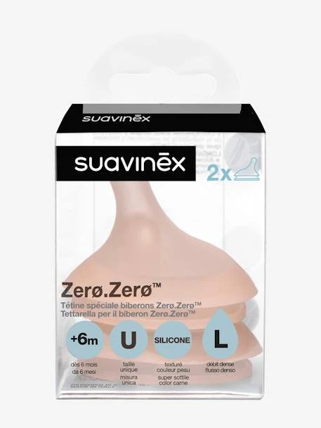 Lot De 2 Tétines Débit Rapide (L) Pour Biberon Zerø.Zerø SUAVINEX Peau - Suavinex 2 Lot De 2 Tétines Débit Rapide (L) Pour Biberon Zerø.Zerø SUAVINEX Peau - Suavinex – Image 2