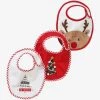 Lot De 3 Bavoirs Bébé Spécial Noël Capsule Famille Rouge/écru - Vertbaudet