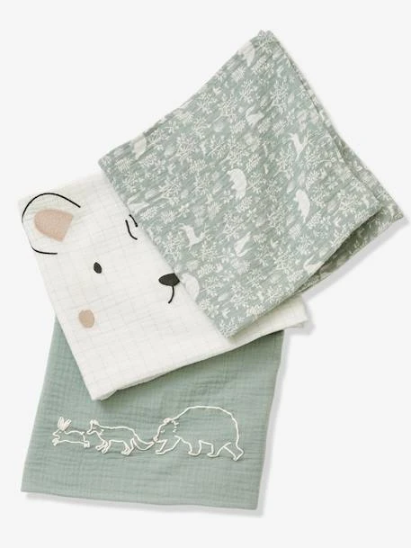 Lot De 3 Langes En Gaze De Coton DANS LES BOIS Multicolore - Vertbaudet 1 Lot De 3 Langes En Gaze De Coton DANS LES BOIS Multicolore - Vertbaudet