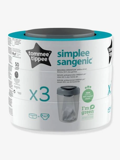Lot De 3 Recharges Pour Poubelle à Couches Simplee Tommee Tippee SANGENIC En Plastique Recyclé Blanc - Tommee Tippee 2 Lot De 3 Recharges Pour Poubelle à Couches Simplee Tommee Tippee SANGENIC En Plastique Recyclé Blanc - Tommee Tippee – Image 2