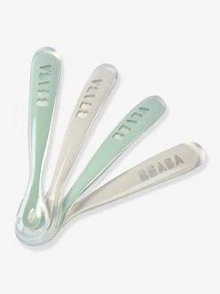 Lot De 4 Cuillères 1er âge BEABA Soft Sans BPA Bleu/gris/ocre - Beaba -Buki France Shop lot de 4 cuilleres 1er age beaba soft sans bpa 4