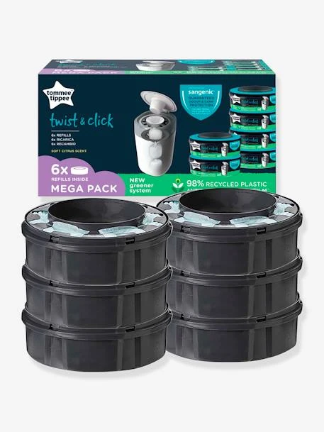 Lot De 6 Recharges Pour Poubelles à Couches Tec Et Twist & Click TOMMEE TIPPEE Sangenic En Plastique Recyclé Gris - Tommee Tippee 1 Lot De 6 Recharges Pour Poubelles à Couches Tec Et Twist & Click TOMMEE TIPPEE Sangenic En Plastique Recyclé Gris - Tommee Tippee