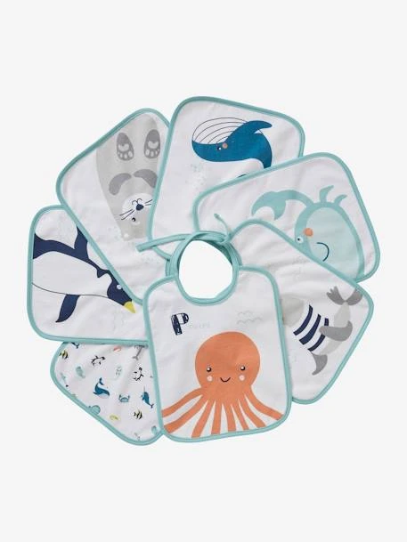 Lot De 7 Bavoirs Bébé Imprimés Fond Blanc - Vertbaudet 1 Lot De 7 Bavoirs Bébé Imprimés Fond Blanc - Vertbaudet