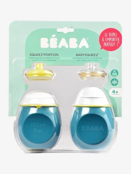 Lot De Gourdes Pour Compotes BEABA Babysqueez' 2 En 1 + Squeez'portion Blue - Beaba 3 Lot De Gourdes Pour Compotes BEABA Babysqueez' 2 En 1 + Squeez'portion Blue - Beaba – Image 3