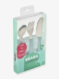 Set 3 Couverts D'apprentissage Inox BEABA Airy Green - Beaba -Buki France Shop set 3 couverts dapprentissage inox beaba 2